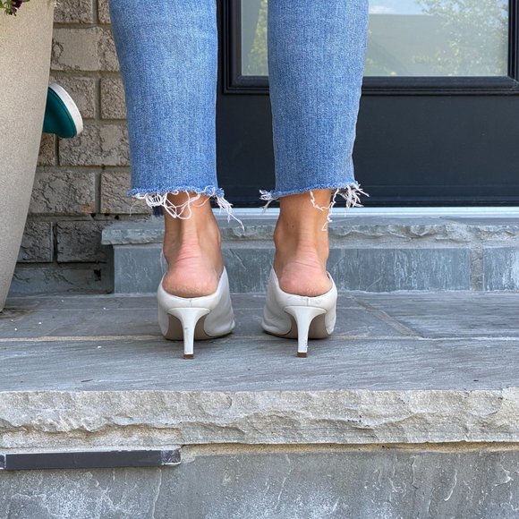 Stuart Weitzman Mira Leather Mules White - Picture 4 of 5